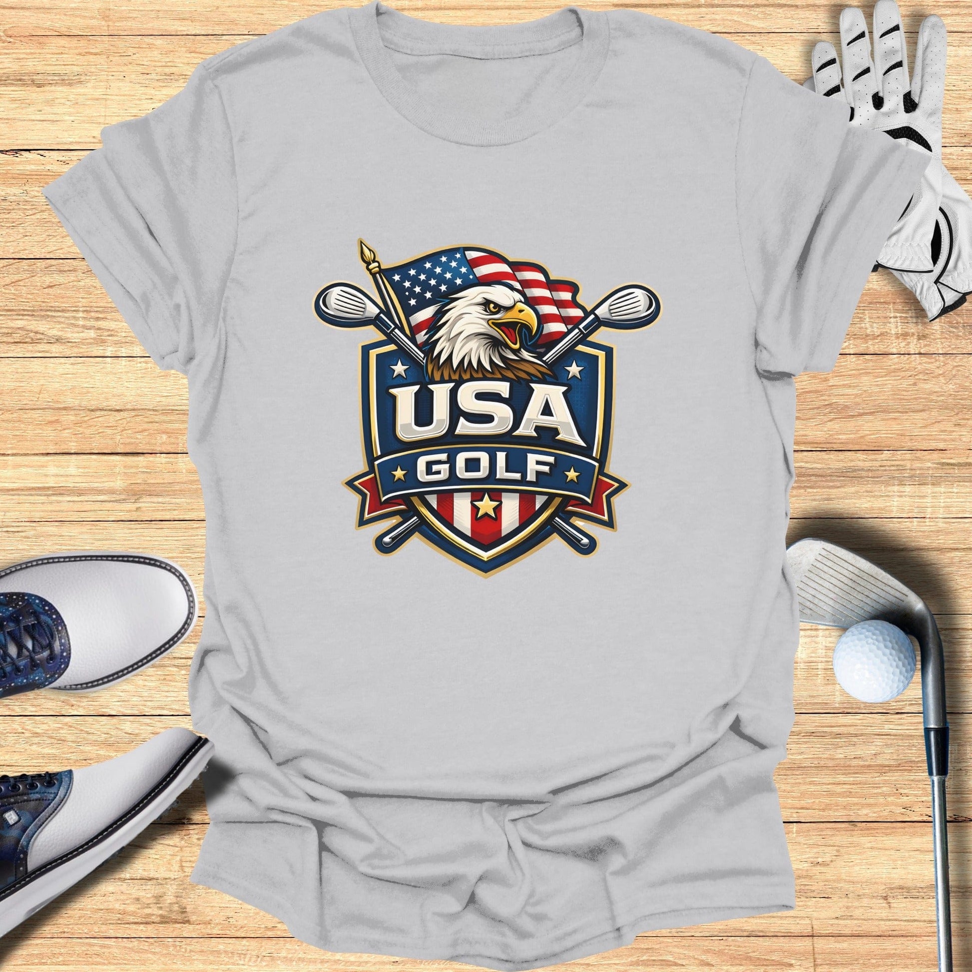 USA Golf Eagle Crest Graphic Sports Tee