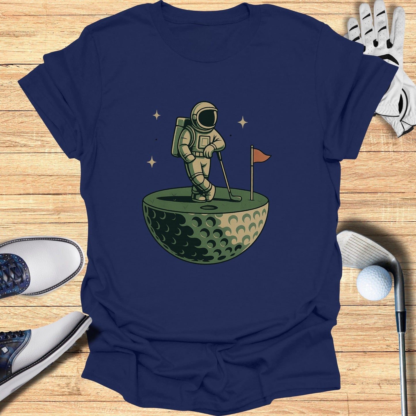 Space Astronaut Golfing Graphic Tee Shirt