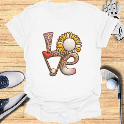Love Golf Sunflower Leopard Print T-Shirt