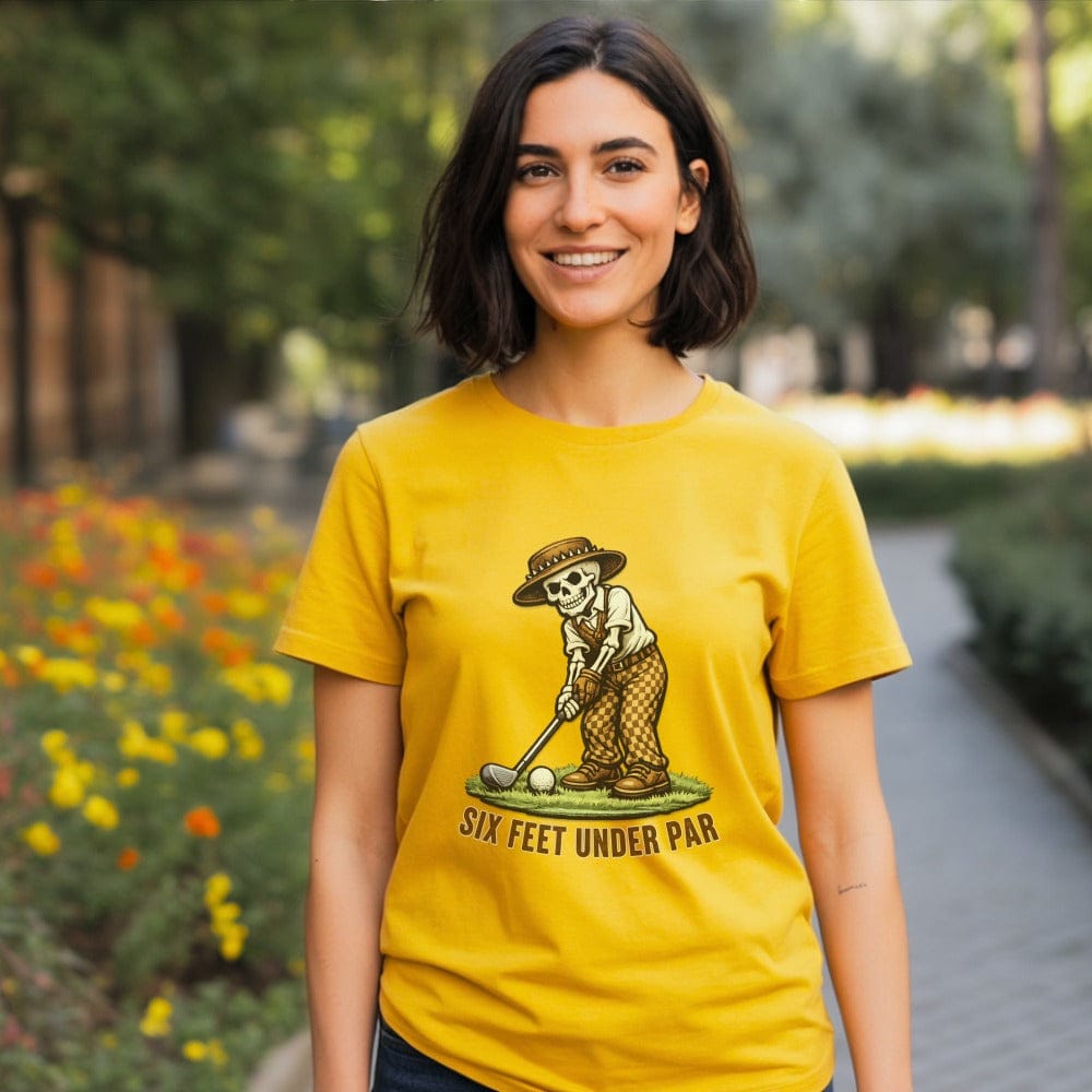 Six Feet Under Par Skeleton Golfing T-shirt