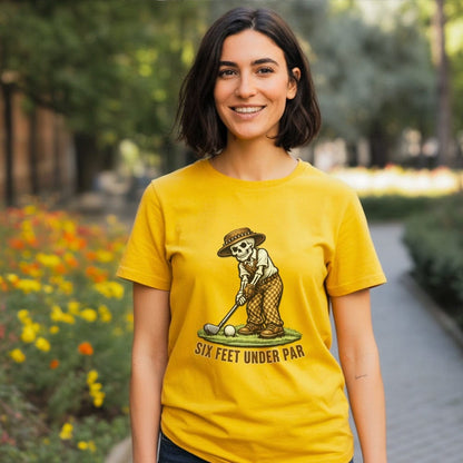 Six Feet Under Par Skeleton Golfing T-shirt