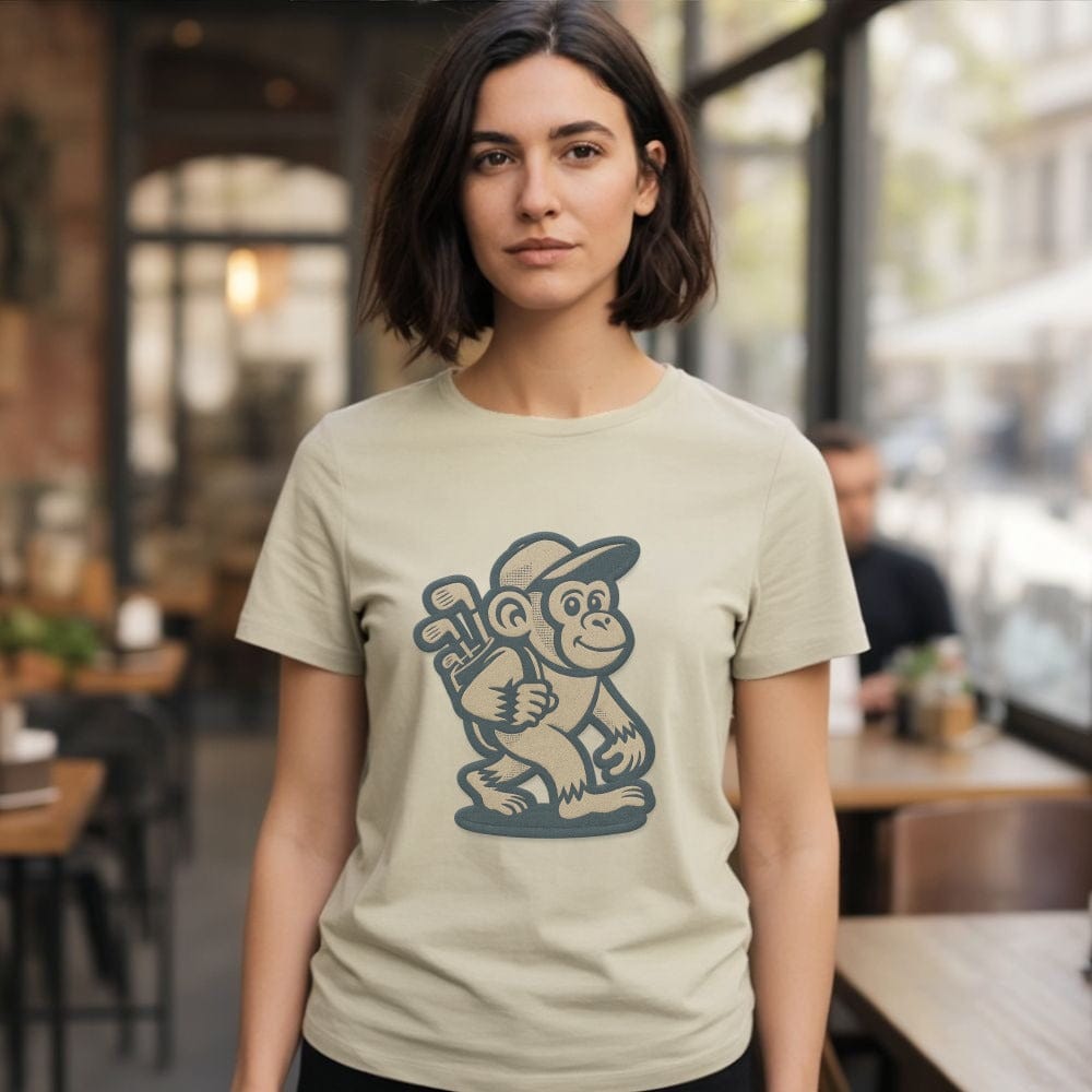 Playful Monkey With Backpack Graphic T-shirt