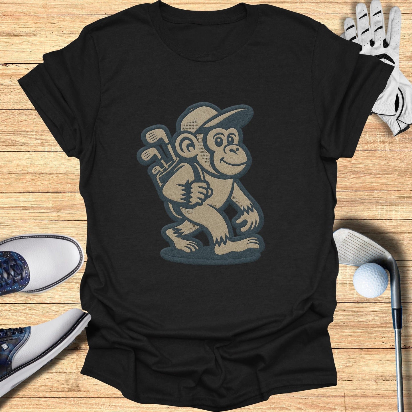 Fun Monkey Golfer Graphic Tee for Casual Wear
