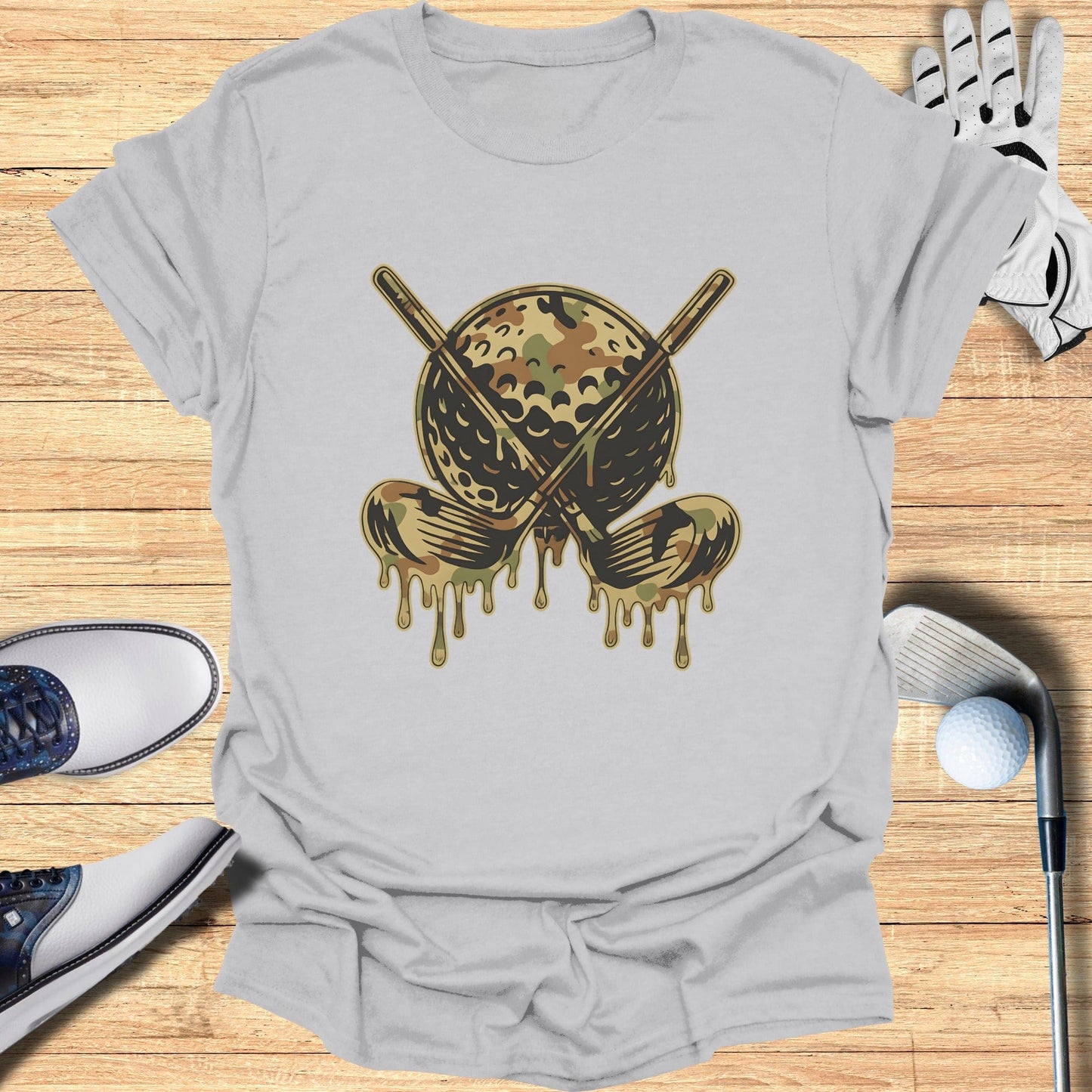 Dripping Crossed Golf Clubs Graphic T-shirt