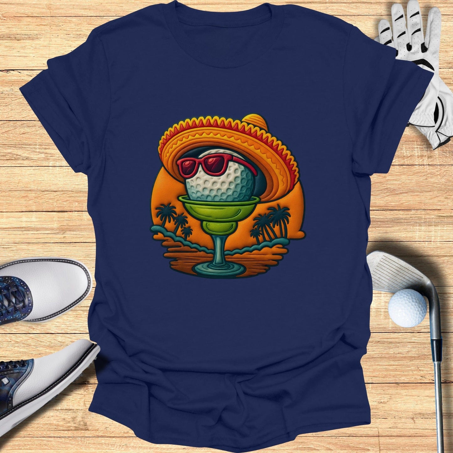 Golf Ball in Margarita with Hat Funny Graphic T-shirt