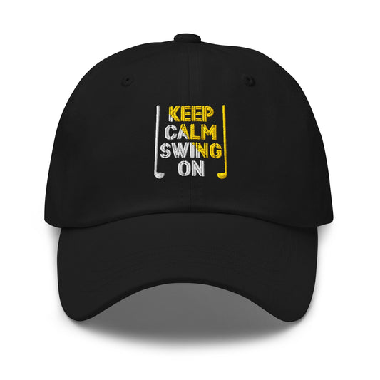 Keep Calm Swing On Embroidered Golf Cap - Funny Golf Tee by Swing Epic