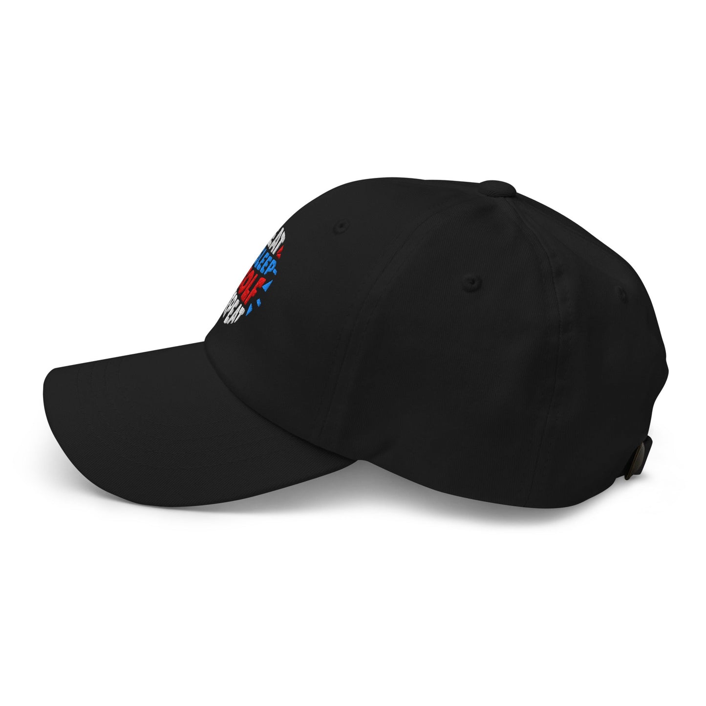 Eat Sleep Golf Repeat Fun Design Embroidered Golf Cap - Funny Golf Tee by Swing Epic
