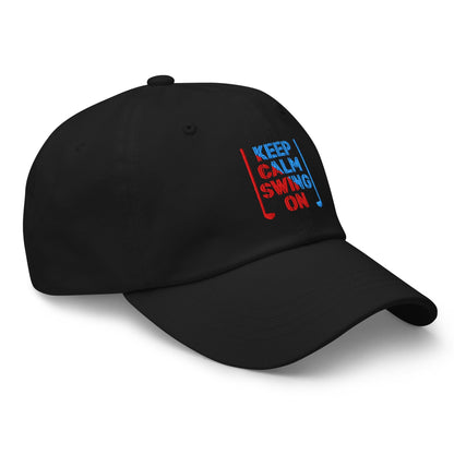 Keep Calm Swing On Embroidered Golf Cap - Funny Golf Tee by Swing Epic