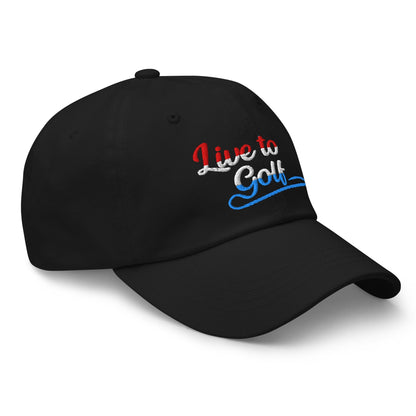 Live to Golf Fun Embroidered Golf Cap - Funny Golf Tee by Swing Epic