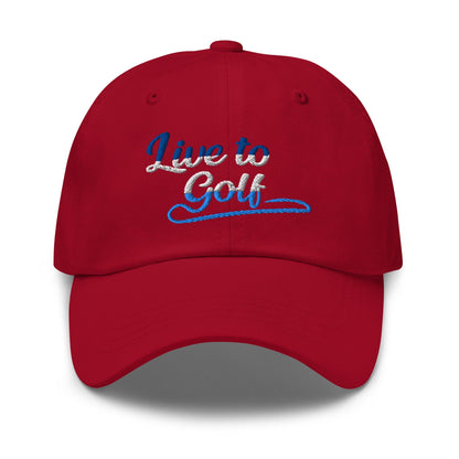 Live to Golf Fun Embroidered Golf Cap - Funny Golf Tee by Swing Epic