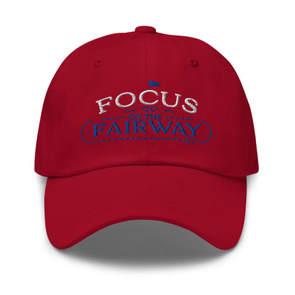 Focus on the Fairway Flag Embroidered Golf Cap - Funny Golf Tee by Swing Epic