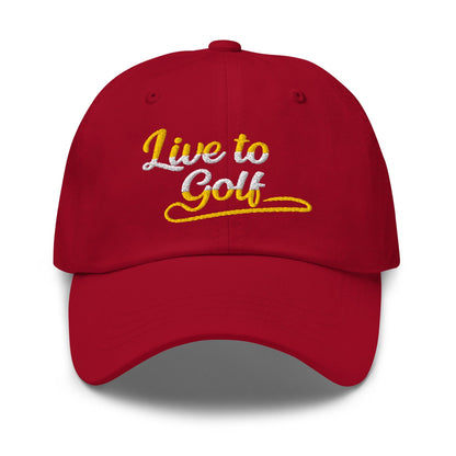 Live to Golf Fun Embroidered Golf Cap - Funny Golf Tee by Swing Epic