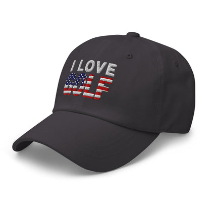 I Love Golf USA Flag Patriotic Embroidered Golf Cap - Funny Golf Tee by Swing Epic