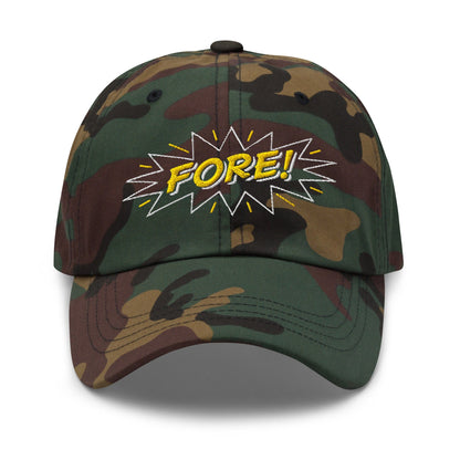 FORE! Quirky and Fun Embroidered Golf Cap - Funny Golf Tee by Swing Epic