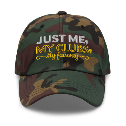 Just Me My Clubs My Fairway Engaging Embroidered Golf Cap - Funny Golf Tee by Swing Epic