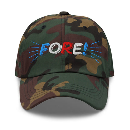 FORE! Quirky Embroidered Golf Cap - Funny Golf Tee by Swing Epic