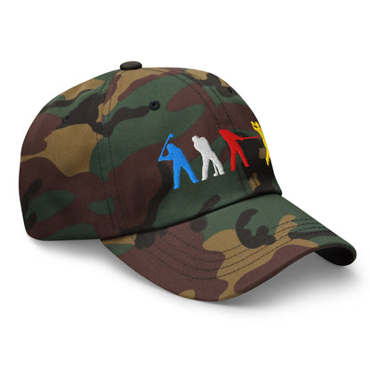 Four Swinging Silhouettes Dynamic Embroidered Golf Cap - Funny Golf Tee by Swing Epic