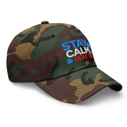 Stay Calm & Golf On Funny Embroidered Golf Cap - Funny Golf Tee by Swing Epic