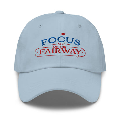 Focus on the Fairway Flag Embroidered Golf Cap - Funny Golf Tee by Swing Epic