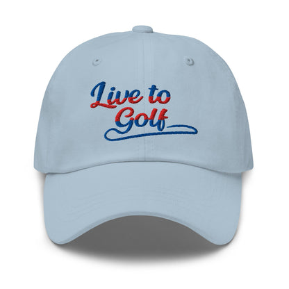 Live to Golf Fun Embroidered Golf Cap - Funny Golf Tee by Swing Epic