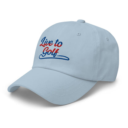Live to Golf Fun Embroidered Golf Cap - Funny Golf Tee by Swing Epic