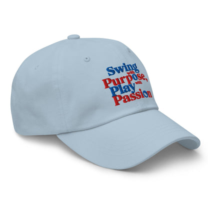 Swing with Purpose Play with Passion Embroidered Golf Cap - Funny Golf Tee by Swing Epic