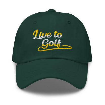 Live to Golf Fun Embroidered Golf Cap - Funny Golf Tee by Swing Epic