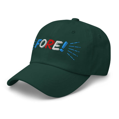 FORE! Quirky Embroidered Golf Cap - Funny Golf Tee by Swing Epic