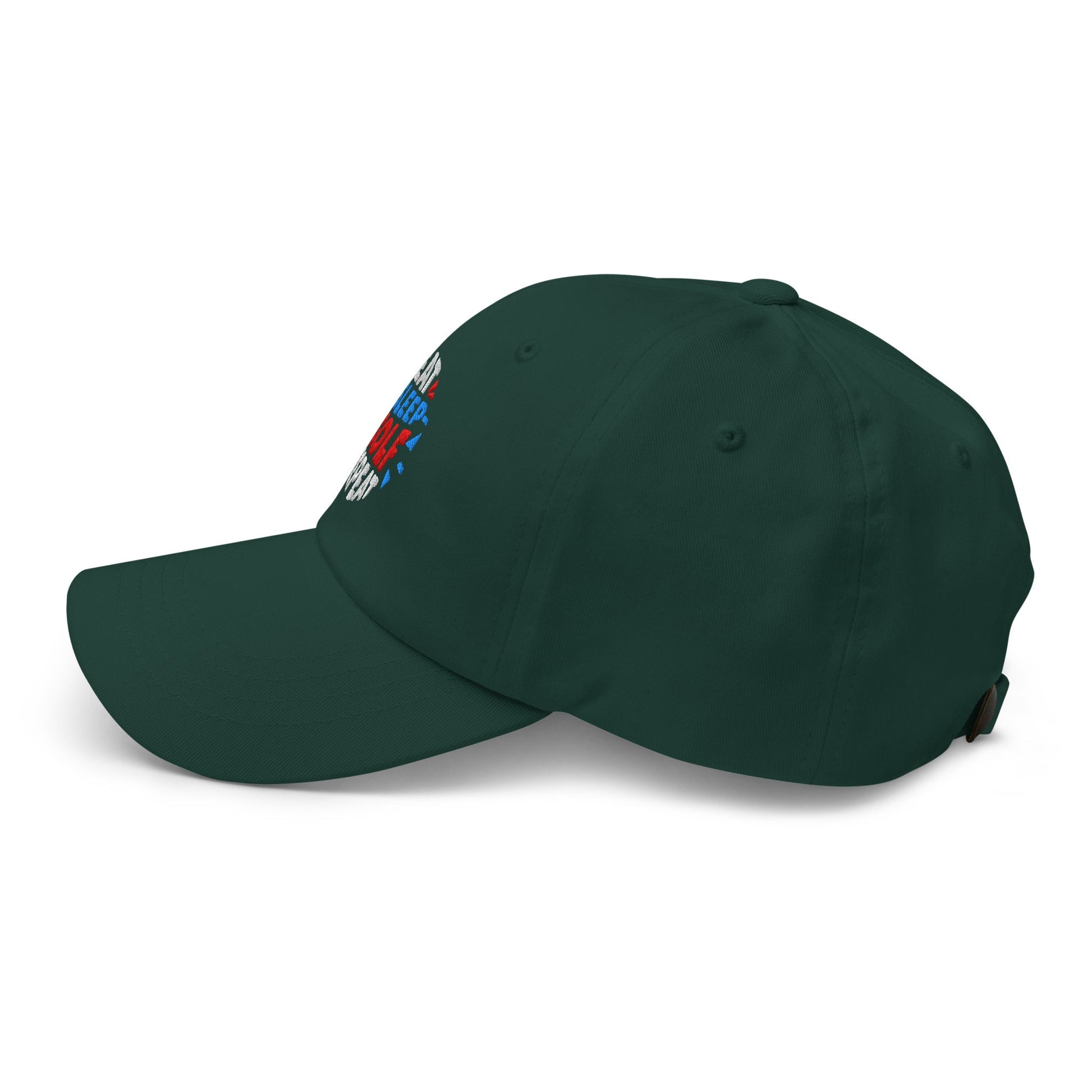Eat Sleep Golf Repeat Fun Design Embroidered Golf Cap - Funny Golf Tee by Swing Epic