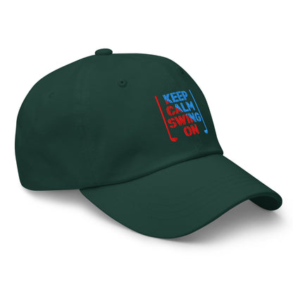 Keep Calm Swing On Embroidered Golf Cap - Funny Golf Tee by Swing Epic