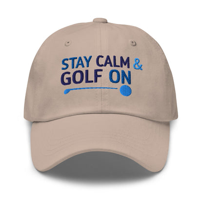 Stay Calm and Golf On Funny Embroidered Golf Cap - Funny Golf Tee by Swing Epic