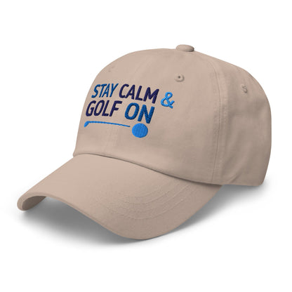 Stay Calm and Golf On Funny Embroidered Golf Cap - Funny Golf Tee by Swing Epic