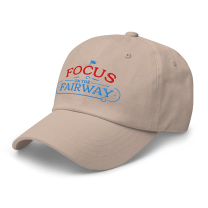 Focus on the Fairway Flag Embroidered Golf Cap - Funny Golf Tee by Swing Epic