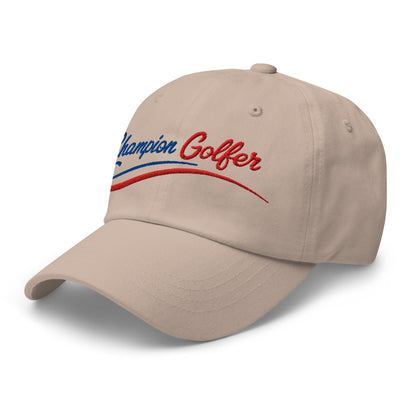 Champion Golfer Sparkling Star Fun Embroidered Golf Cap - Funny Golf Tee by Swing Epic