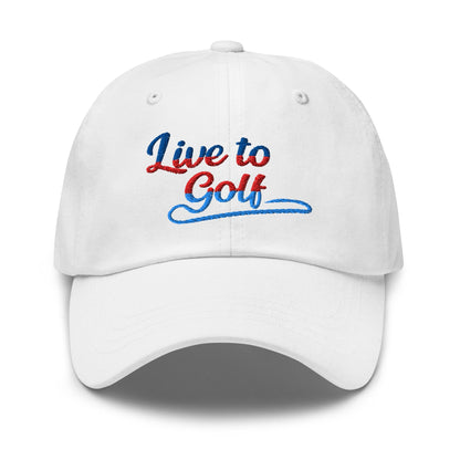 Live to Golf Fun Embroidered Golf Cap - Funny Golf Tee by Swing Epic