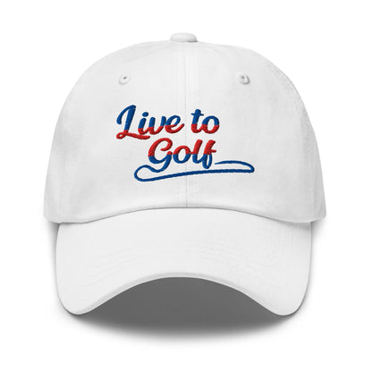Live to Golf Fun Embroidered Golf Cap - Funny Golf Tee by Swing Epic