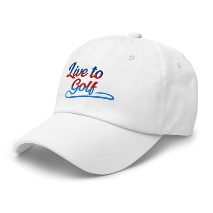 Live to Golf Fun Embroidered Golf Cap - Funny Golf Tee by Swing Epic