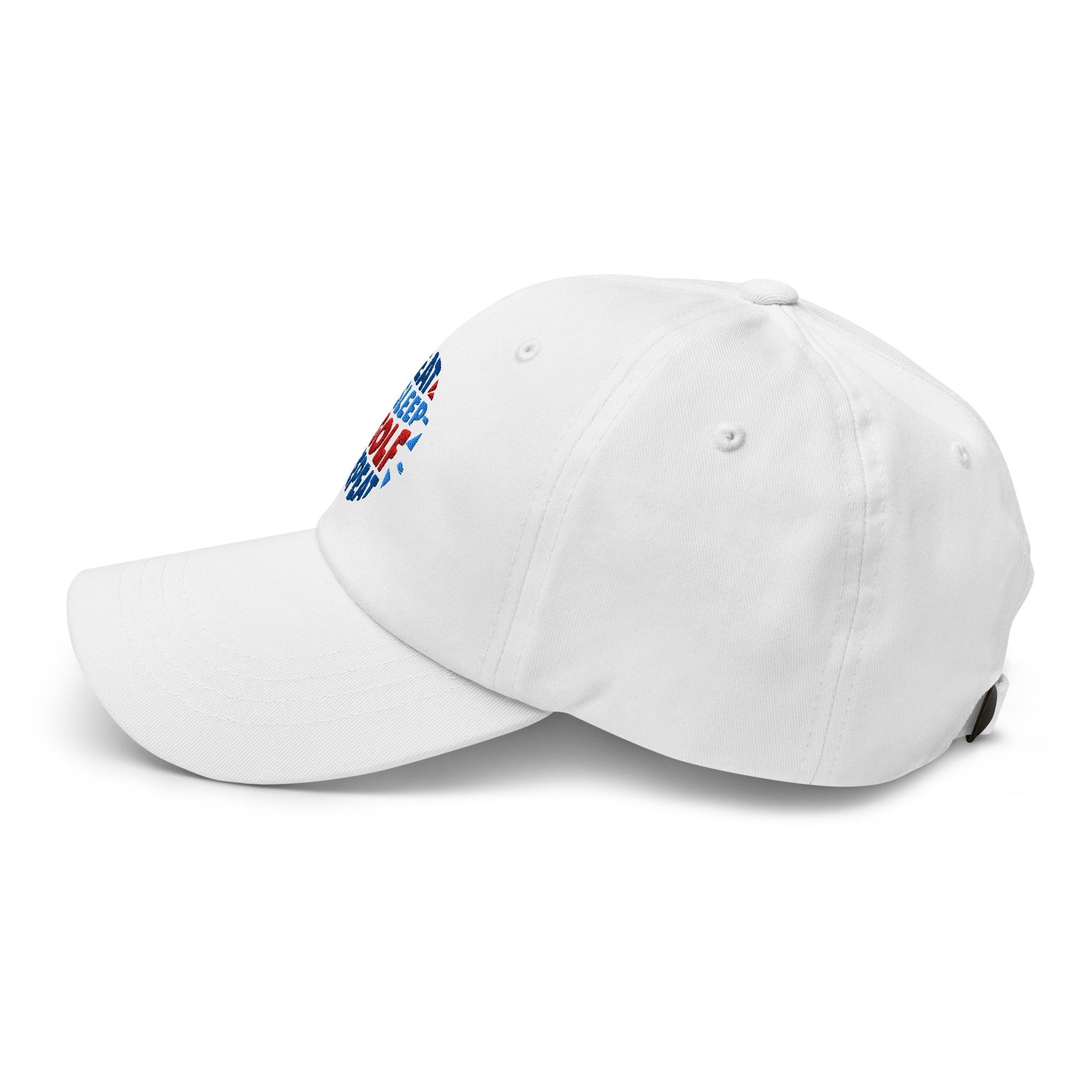 Eat Sleep Golf Repeat Fun Design Embroidered Golf Cap - Funny Golf Tee by Swing Epic