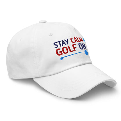 Stay Calm & Golf On Funny Embroidered Golf Cap - Funny Golf Tee by Swing Epic