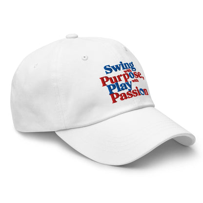 Swing with Purpose Play with Passion Embroidered Golf Cap - Funny Golf Tee by Swing Epic