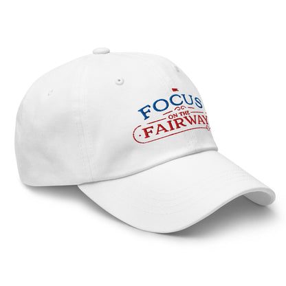 Focus on the Fairway Flag Embroidered Golf Cap - Funny Golf Tee by Swing Epic