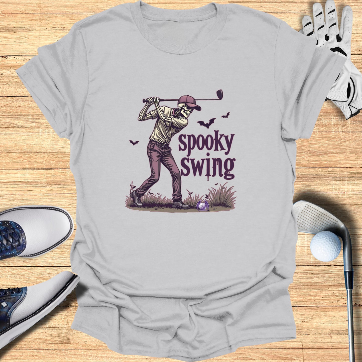 Spooky Swing Halloween Design Golf Player T-shirt Product