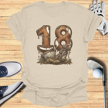 Golf-themed birthday design featuring the number 18 and golf equipment.
