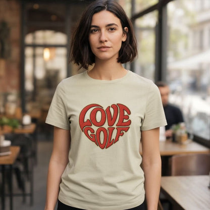 Love Golf Heart Artistic Design Tee Shirt