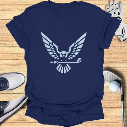 Blue T-shirt with Eagle and Golf Club Design