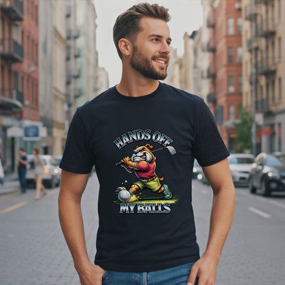 Hands Off My Balls Funny Golf Bulldog T-Shirt
