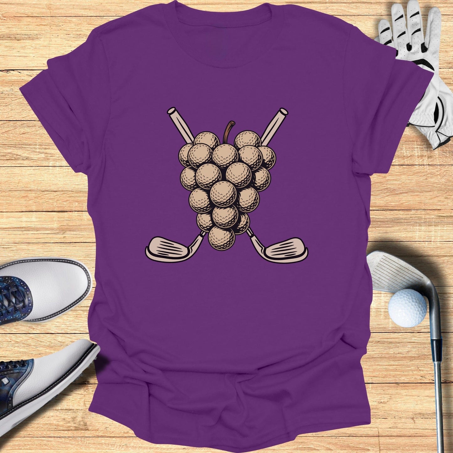 Unique Purple Shirt with Creative Golf Design
