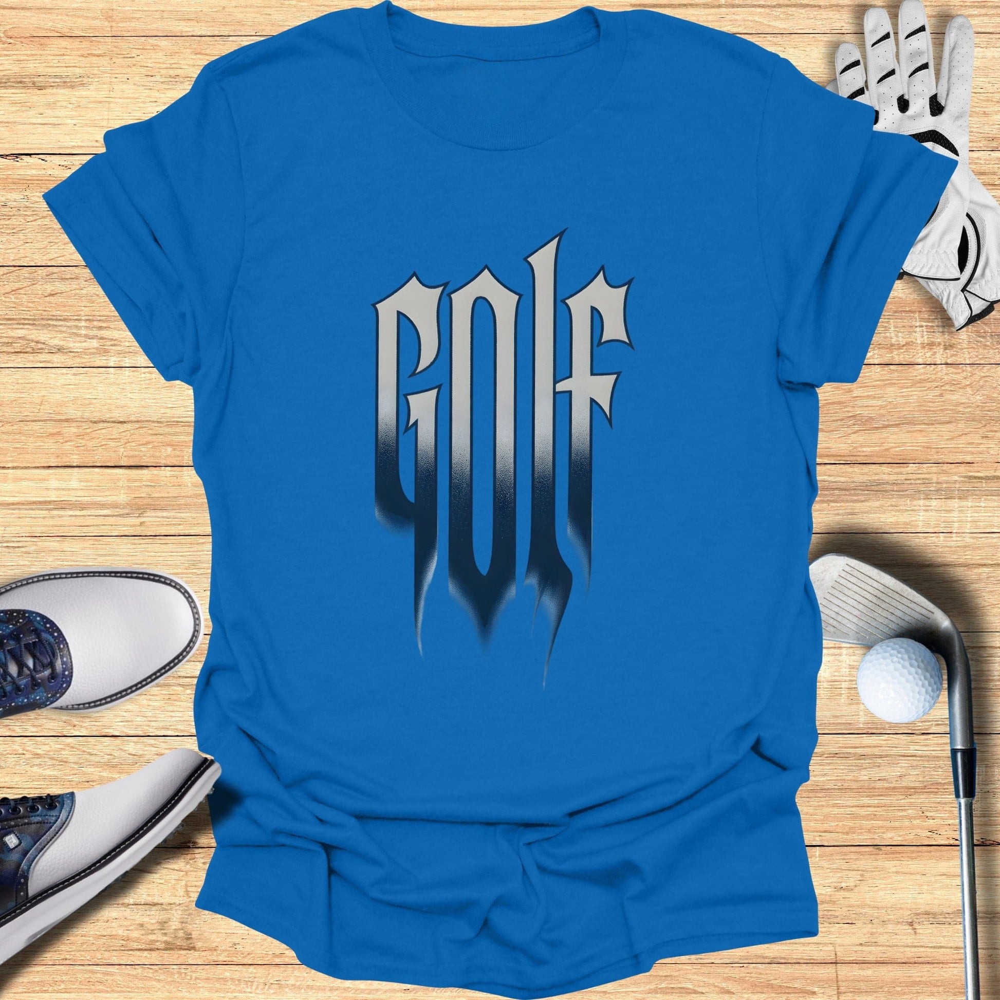 Bold Graphic Blue Tee with Golf Design Shirt