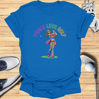 Peace Love Golf Colorful Illustration T-Shirt