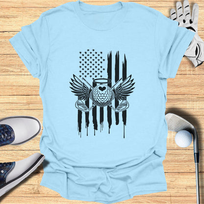 Angel Winged Golf Ball with American Flag Design Shirt